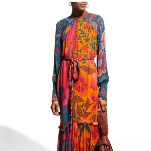 Farm Rio Mixed Prints Button Down Maxi Dress In Mix Print